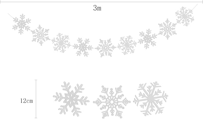 Snowflake Snow White-Silver Christmas-Frozen Party-Decorations - 9pcs Winter Girl Birthday New Year Paper Fan Banner Stareamers, Wonderland Party Supplies Decor Lasting Surprise