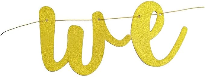 Valentine's Day Gold Glitter 'We Will Miss You' Banner for Going Away, Retirement, Graduation Parties