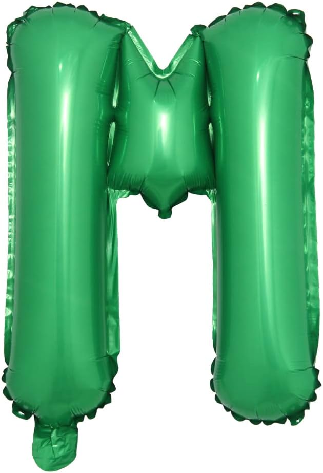 16 inch Green Alphabet Letter and Number Balloons Set Package, Aluminum Hanging Foil Film Banner Mylar Balloon for Birthday Party Decoration Custom Word (A-Z, 0-9) (16 inch Green M)