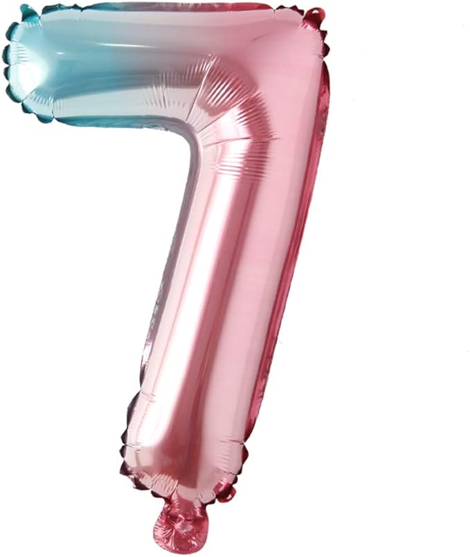 16 inch gradient rainbow number balloons unicorn party foil balloon baby shower 1 birthday party decorations kids numbers Air ball (16 Inch Rainbow 7)
