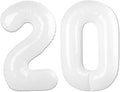White Number 20 Balloon 40 inch, 20 Number Balloons, 20th White Birthday Decorations for Girls Boys 20 Year Old Party Supplies