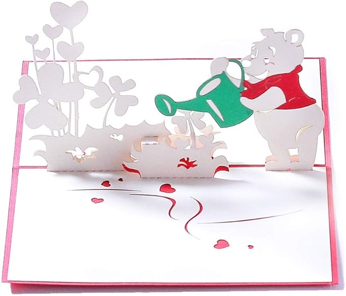 3D Birthday Pop-Up Cards- Cat, Dog, Bear, Rabbit. Cute for Girls & Boys (5 Pack)