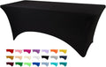 Table Covers for 8 Foot Tables, Black Washable and Wrinkle Resistant Stretch Tablecloths Rectangle 8ft for Events, Wedding, Banquets, Parties