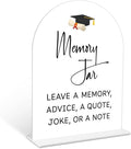 Graduation Memory Jar Sign, 6 x 8 Inch White Arch Acrylic Grad Party Sign with Holder, Graduation Party Sign for Class of 2026, Grad Decor, High School College Party Supplies - DL07