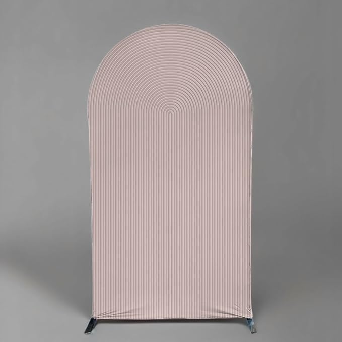 HUAYI Flesh Pink Ripples Pattern Arch Backdrop Cover for Birthday Party Wedding Baby Shower Decorations Chiara Backdrops Arched Wall Frame Stands Covers Props GP-459 4ft * 7ft