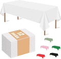 MRJ 12 Packs White Disposable Tablecloths 54x108 Inch, Waterproof Table Cover for Weddings Baby Showers & Events