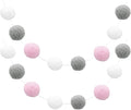 uxcell 2pcs Pom Pom Garland 6.6 Ft 30 Balls Colorful Felt Ball Garland for Wall Christmas Tree Decor Birthday Banner Easter Party Decorations, White, Grey, Pink