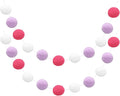 uxcell 2pcs Pom Pom Garland 6.6 Ft 30 Balls Colorful Felt Ball Garland for Wall Christmas Tree Decor Birthday Banner Easter Party Decorations, White, Light Purple, Rose Red