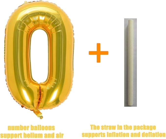 32 Inch Gold Number 0 Balloons Foil Ballon Digital Birthday Party Decoration Supplies (Gold Number 0 Balloon)
