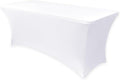 Obstal Spandex Table Cover 5ft Fitted Tablecloth Rectangular - Stretch Rectangle Folding Table Cloth for Birthday Party Wedding Banquet, White, 60L x 30W Inch