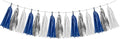 Silver Navy-Blue White Birthday-Party-Decorations - 15Pcs Tissue Paper Tassel Garland Graduation Christmas Decoration Baby Shower Bridal Wedding Engagement Bachelorette Hanging Decor HongTongTong