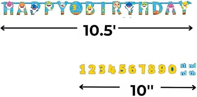 Baby Shark Happy Birthday Jumbo Add An Age Banner - 10.5' x 10" (Pack Of 1) - Multicolor Party Decoration - Great For Themed Parties & Events