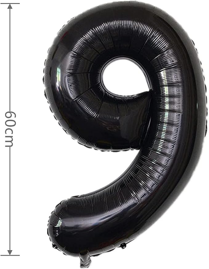 YPSelected 32 Inch Large Foil Helium Number Balloon Birthday Wedding Party 0-9 (Black, 9)