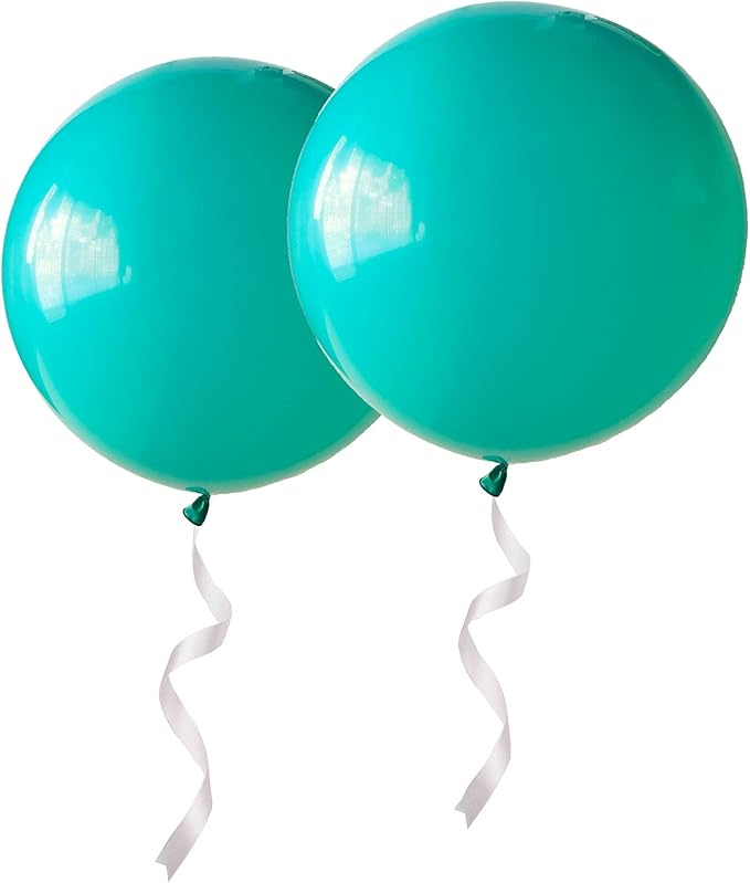 Giant 36 Inch Teal Blue Balloons - Thick Latex Big Round Balloons 6 Packs