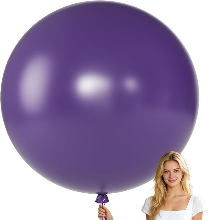 KALOR Dusty Purple Giant Balloons 36 Inch Large Latex Balloons, 4 Pack Jumbo Round Helium Balloon for Birthday Bridal Shower Wedding Baby Shower Party Decorations