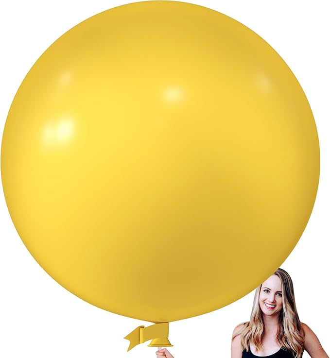 KALOR 36 Inch Giant Lemon Yellow Balloons, 6 Pack Large Round Lemon Yellow Latex Balloons for Anniversary, Birthday, Christmas, Wedding, Baby Shower Party Decorations