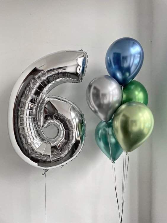 Numbers Balloon 6, 40 Inch Foil Big Balloon for Men And Women, Silver Balloons for 6, 16, 26, 60, 2026 Graduation, Birthday, Wedding Anniversary, Xmas, Party Supplies