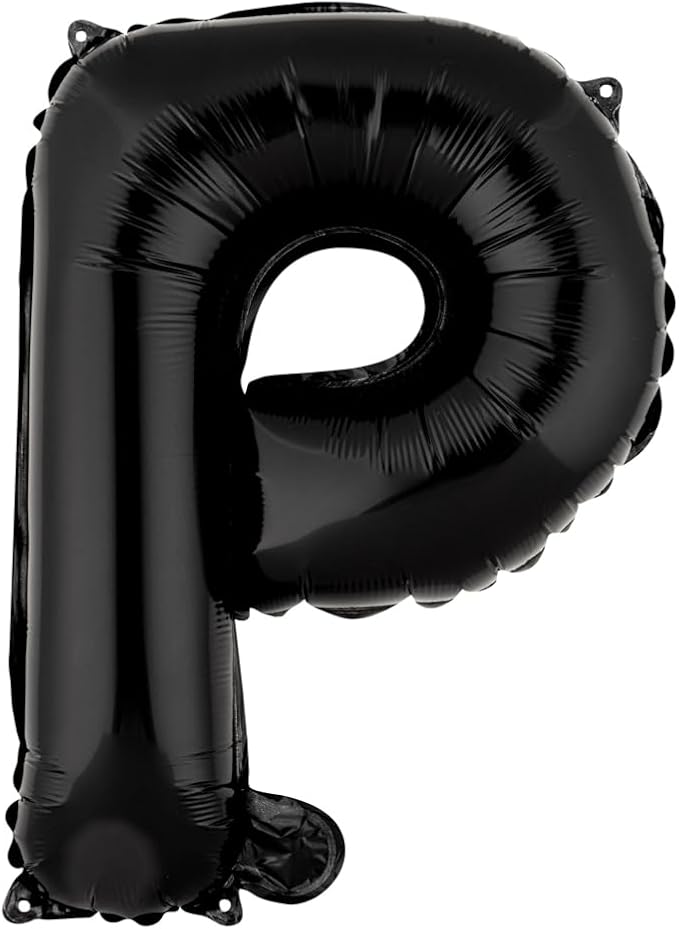 Restaurantware Balloonify 16 Inch Letter Balloon 1 Alphabet Party Balloon - Letter P Self-Sealing Black Foil Mylar Balloon Hanging Film Decoration For Birthday Wedding Or Graduation