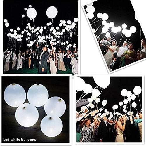 40pcs LED Light Up White Balloons by ALUNME Non Flashing Party Wedding balloon Lights Long Standby Time for Dark Party Supplies,Wedding Decorates