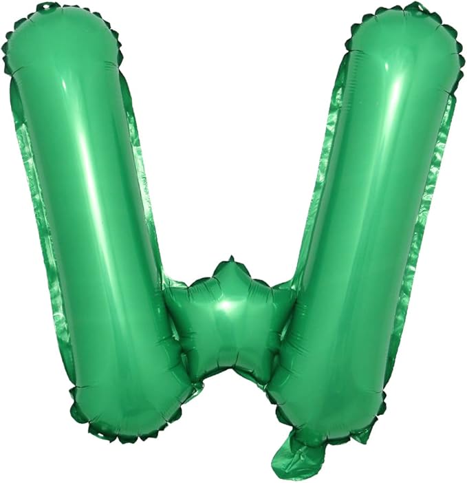 16 inch Green Alphabet Letter and Number Balloons Set Package, Aluminum Hanging Foil Film Banner Mylar Balloon for Birthday Party Decoration Custom Word (A-Z, 0-9) (16 inch Green W)