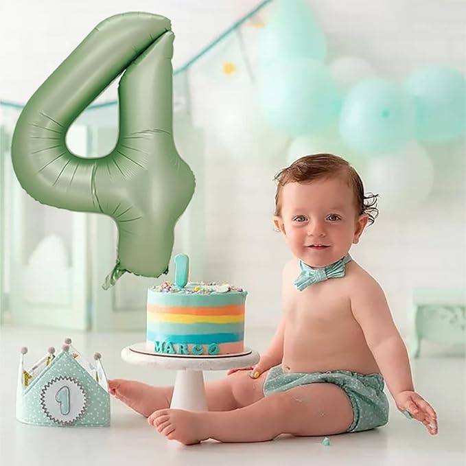 Number 4 Balloon, Large number balloons 40 inch, 4th Birthday Party Decorations 4 Year Old Birthday Sign Decor, Sage Green