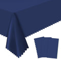 3 Pack Plastic Navy Blue Tablecloth, 54 X 108 Inch Graduation Scalloped Table Cloth for Rectangle Table Disposable Spring Tablecloth for BBQ Picnic Birthday Dinner Holiday Graduation Celebration Party