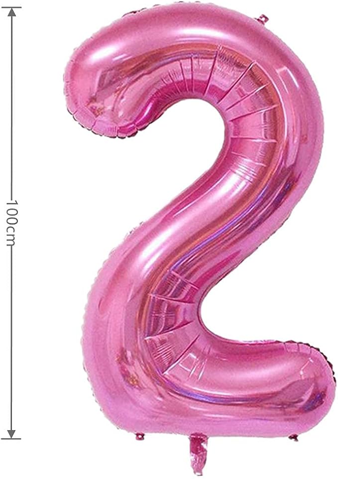 40 Inch Large Foil Helium Number Balloon Birthday Wedding Party 0-9 (Pink, 2)