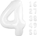 40 Inch White 4 Balloon Giant Mylar Number 4 14 24 34 40 Year Old Birthday Large Foil Helium Number Balloons Party Decorations Supplies Anniversary