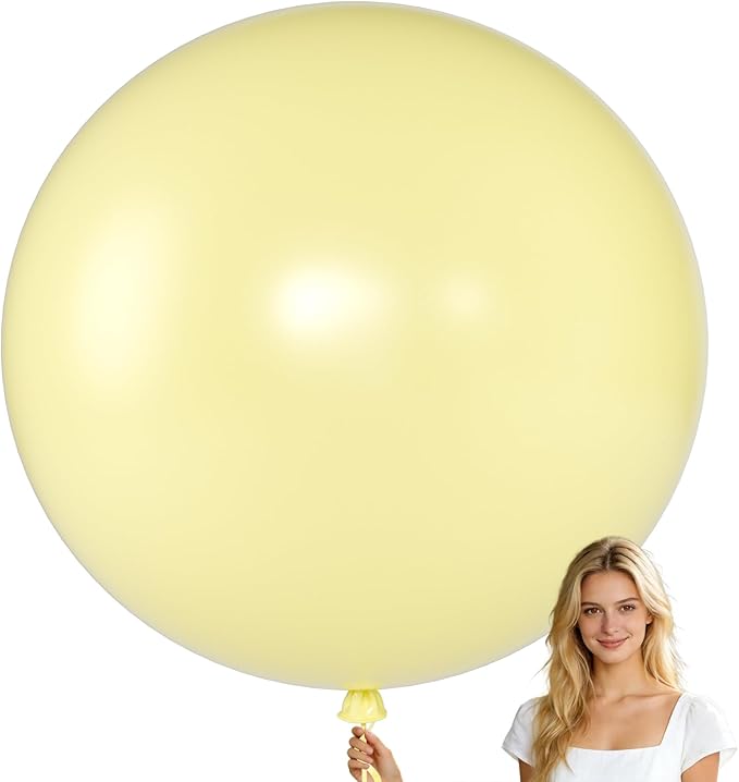 KALOR Pastel Yellow Giant Balloons 36 Inch Large Latex Balloons, 4 Pack Jumbo Round Helium Balloon for Birthday Bridal Shower Wedding Baby Shower Party Decorations
