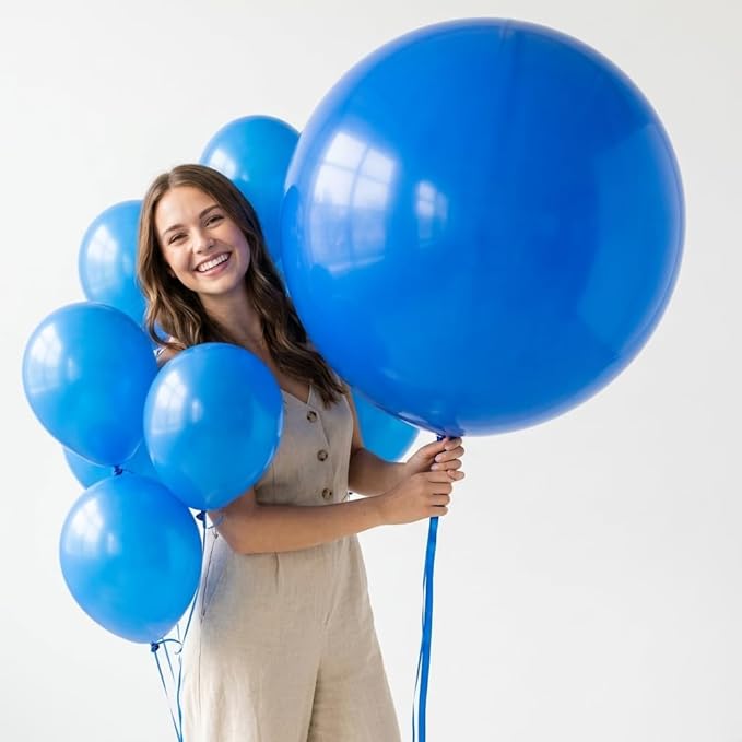 KALOR Dark Blue Giant Balloons 36 Inch Large Latex Balloons, 4 Pack Jumbo Round Helium Balloon for Birthday Bridal Shower Wedding Baby Shower Party Decorations