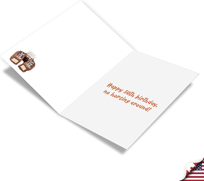 NobleWorks Funny 50th Birthday Milestone Greeting Card with 5 x 7 Inch Envelope (1 Card) Horse Teeth - 50 C10675MBG