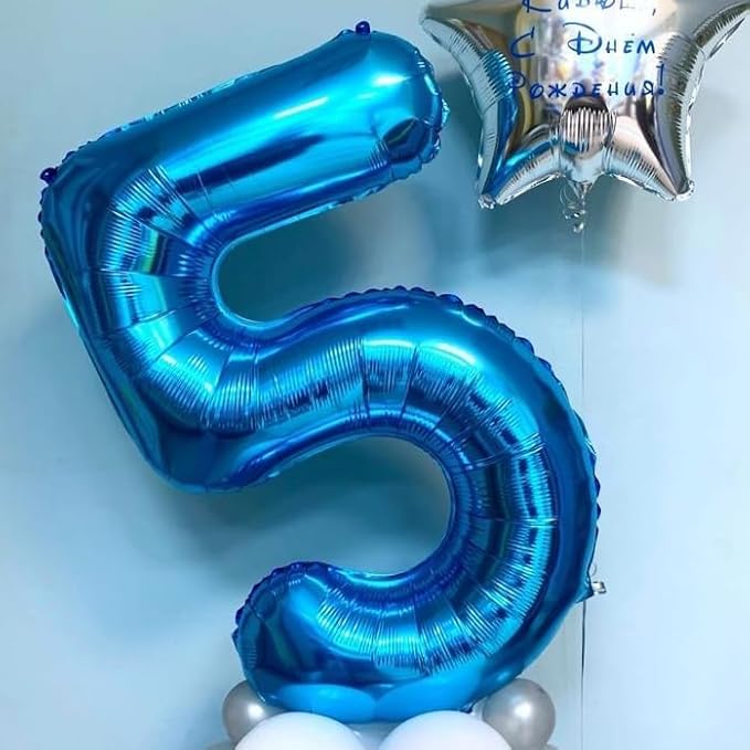[10] 16" Number Blue Foil Balloons 0-9 set, Mylar Aluminum Hanging Numbers for Graduation Birthday Party Decorations Christmas New Year eve (10 Pcs)