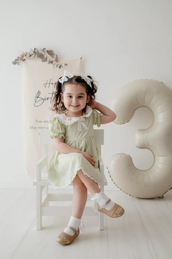 Numbers Balloons, 40 Inch 3 Balloon for Birthday Party Decoration, Cream Number 3 Ballon for 3, 13, 23, 30 Celebration, Boy and Girl Birthday, Christmas, Anniversary Decor