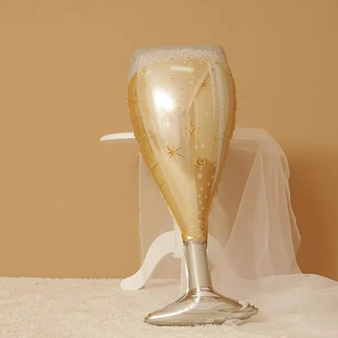 Champagne Bottle Balloons Champagne Glass Balloon Mylar Foil Balloons Birthday Engagement Bachelorette Party Bridal Shower Wedding Celebration Anniversary Decorations 4PCS