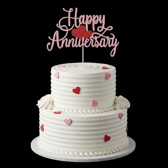 Kaoenla Happy Anniversary Cake Topper - Company Anniversary,Wedding Wedding Anniversary,Birthday Party Selected Decoration Supplies