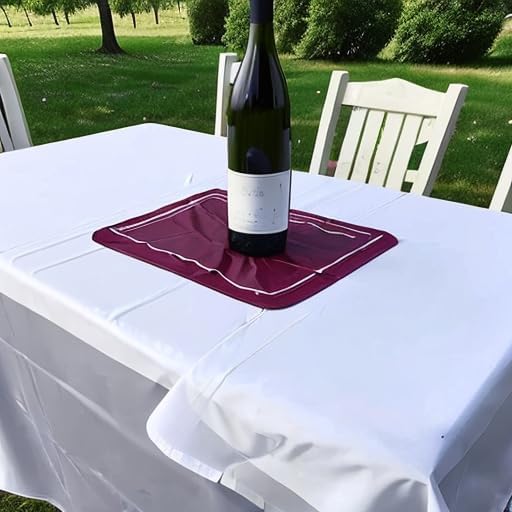 Paper Tablecloths for Rectangle Tables 7 Pack,White Disposable Paper Tablecloth, 3 Ply Paper & Plastic 54" x 108" Tablecover, Table Cloth for Various Occasions Parties, Indoor & Outdoor Banquet Use