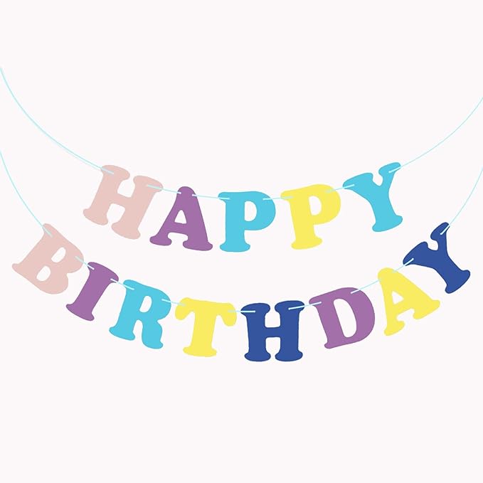 MEETINGU Macaron Birthday Banner - Colorful Macaron Letters, Happy Birthday Sign & Decorations for Kids, Boys, Girls & Adults