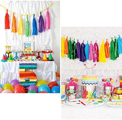 14in 21pcs Rainbow Paper Tassel DIY Hanging paper decorations Party Garland Decor for Party Decorations Wedding,Festival,Baby Shower Decoration 21PCS (Rainbow Tassels 7 Colors 21 PCS)