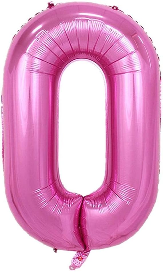 40 Inch Large Foil Helium Number Balloon Birthday Wedding Party 0-9 (Pink, 0)