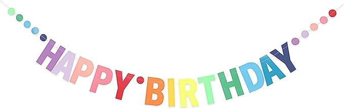 Happy Birthday Banner, Personalized Colorful Gradient Letters Banner, Rainbow Red Party Supplies Cute Paper Flag Gold Letters Eco Reusable for Adult,Kids,Girl,Women