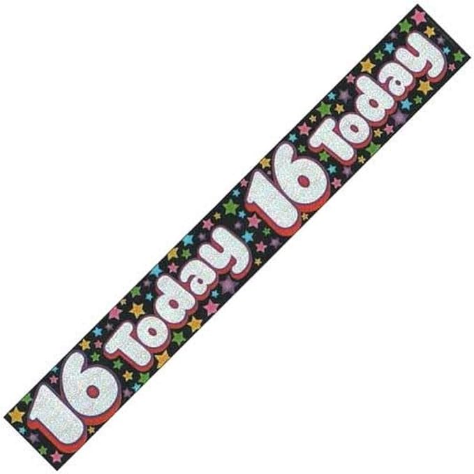 Gifts 4 All Occasions Limited SHATCHI-738 9Ft Long 16th Today Birthday Foil Banner Decorations Unisex Party Supply, Multi