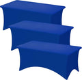 Fixwal 3 Pack Royal Blue Table Cloths Rectangle 6FT, Tablecloths Rectangular Stretch Spandex Fitted Table Covers 6 FT for Parties, Trade Shows, Weddings, Buffet, Graduation Decorations, Vendor Stand