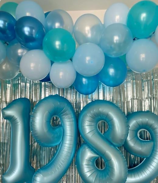 Pearl Blue 6 Number Balloon, 40 Inch Mylar Foil Number 6 Birthday Balloon, Digital Balloons for 6 16 Boy Girl Party Decorations Supplies, Big Helium Balloon for 26 36 46 60 Men Women Anniversary