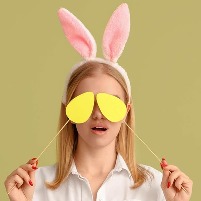 Bunny Headband Easter Hair Bands for Women Girls Kids, Pink Cute Plush Rabbit Ears Hair Accessories Non Slip Headbands Easter Day Party Decoration Supplies