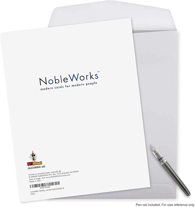 NobleWorks - Hilarious Happy Birthday Card with Envelope (8.5 x 11 Inch) - Funny Animal Greeting Card From All Of Us - Cool Giraffe J6335BDG-US