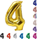 YPSelected 32 Inch Large Foil Helium Number Balloon Birthday Wedding Party 0-9 (Gold, 4)