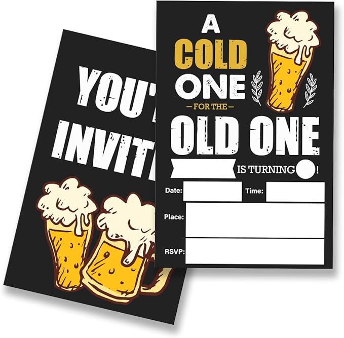 EUDOSI Cheers Birthday Party Invitations Supplies Fill-In Set of 20 with Envelopes Adult Birthday Bash Invites Cards, Double Sided