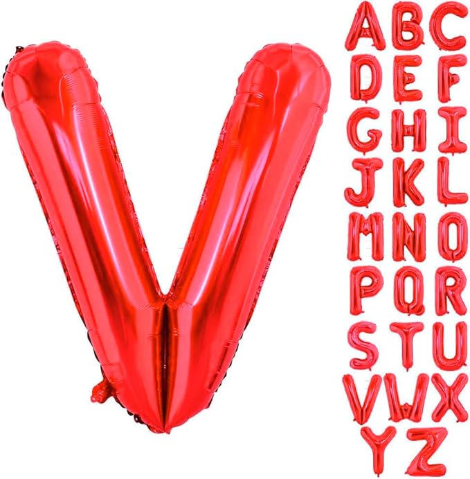 40 Inch Large Red Letter V Balloons Alphabet V Letter Balloons Foil Mylar Big Letter Balloons for Birthday Party Anniversary New Year Graduation Wedding Decorations