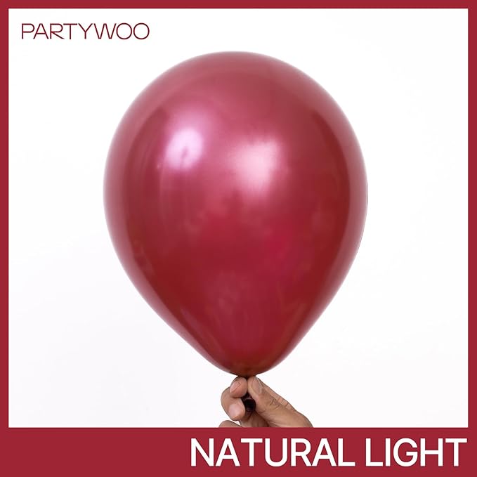 PartyWoo Pearl Burgundy Balloons 140pcs Different Sizes of 18 12 10 5 Inch Dark Red Maroon Wine Colored Balloon Arch Kit Garland for Graduation Wedding Anniversary Birthday Party Decorations Red-Z61