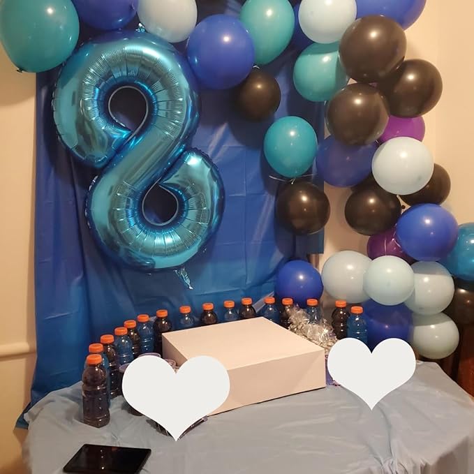 40 Inch Blue Number Balloon 8, Large Number Foil Balloons Mylar for Girl Boy Birthday Party Celebration Decorations Supplies, Digital Balloons for Wedding Anniversary Events Decorations